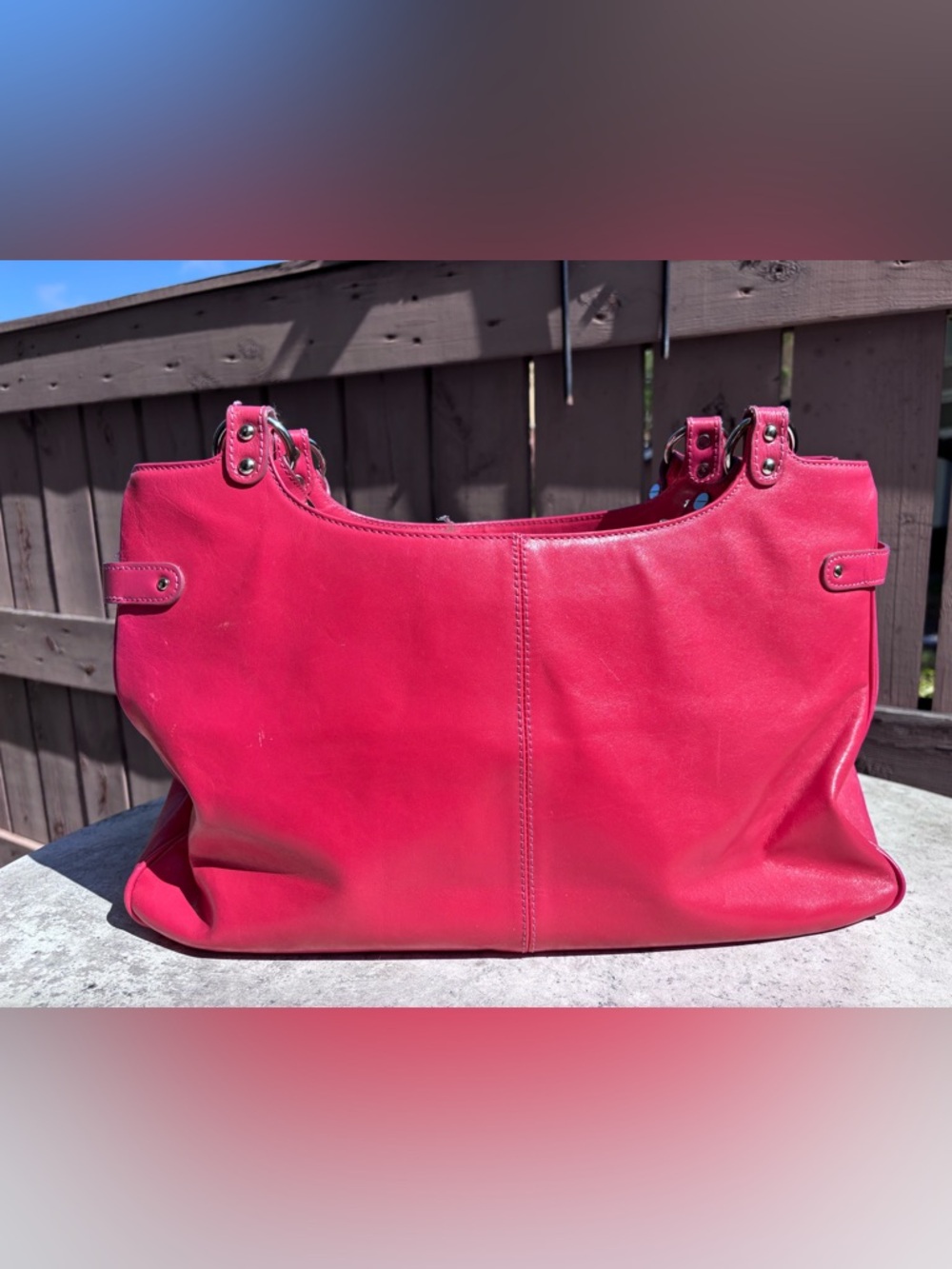 Nordstrom’s Pink Leather Shoulder Tote with Front Buckle Pockets - Picture 4 of 11